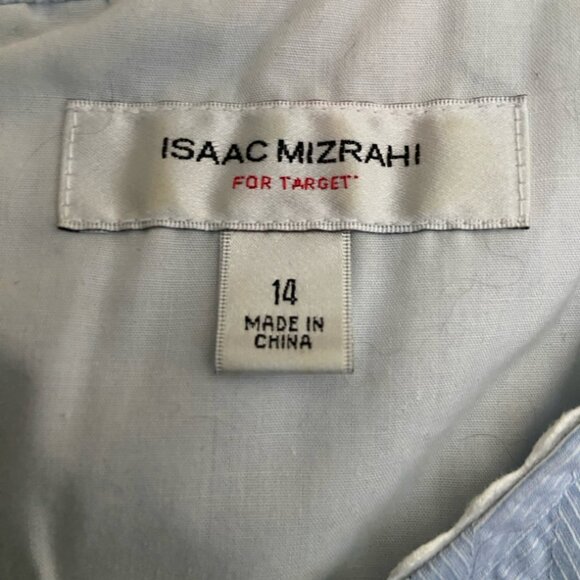 Retro 1950’s Style Issac Mizrahi Light Blue Cotton Dress with pickets Size 14 - Picture 3 of 6